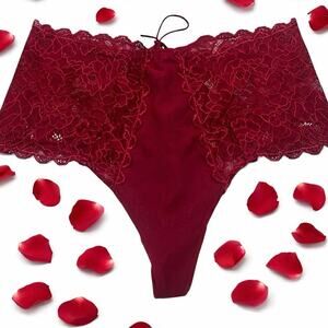 Rare Y2K Victoria’s Secret Burgundy Lace Corset Thong Panty Archive